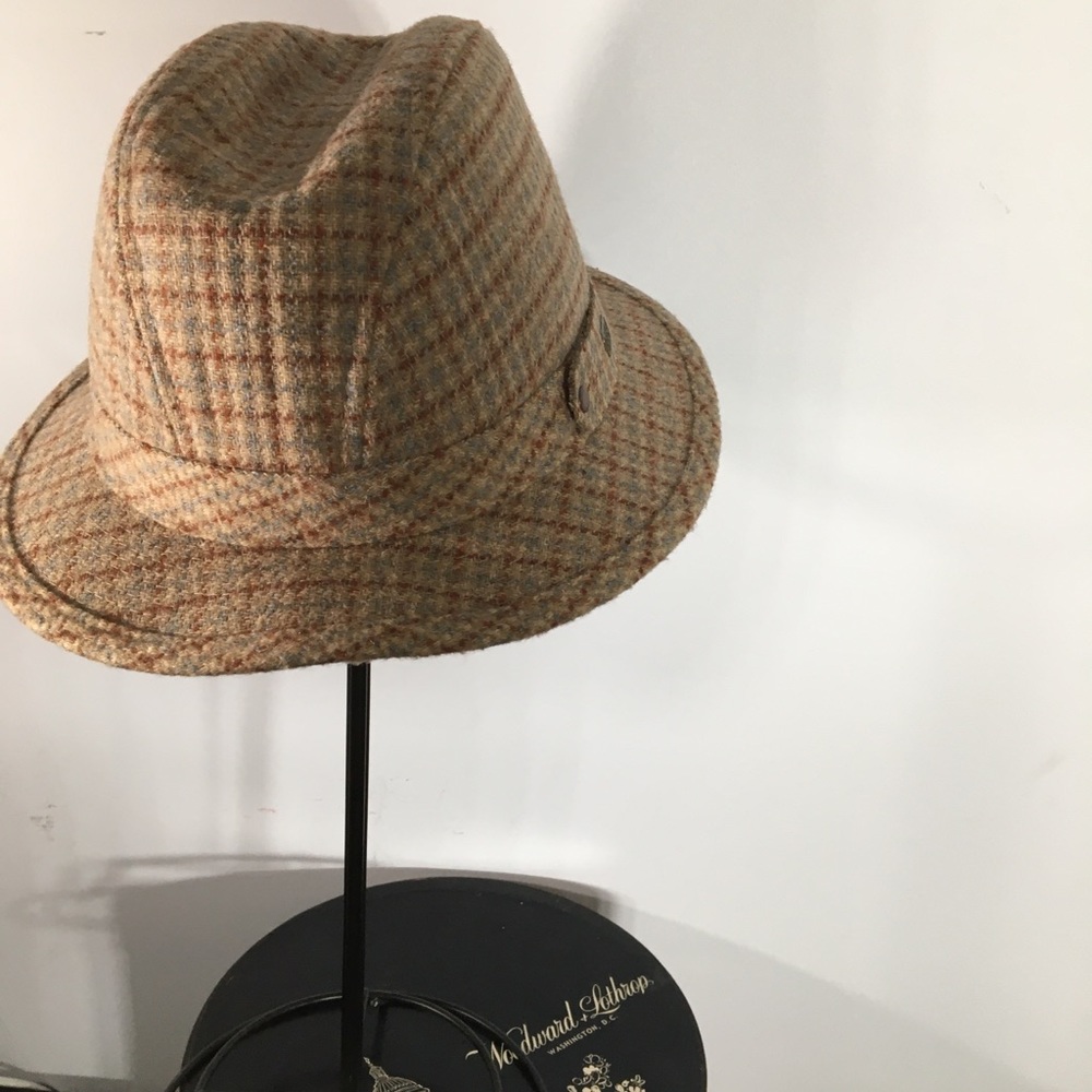 Vintage BARON'S WOOL PLAID FEDORA SIZE 7 • 71/4